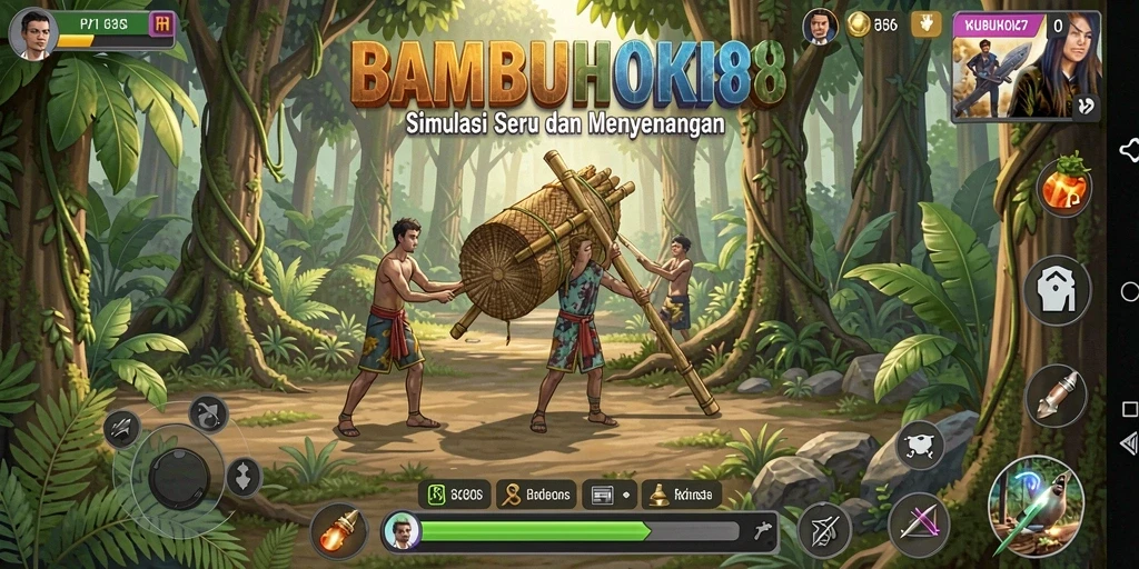 Tampilan gameplay menakjubkan dari BAMBUHOKI88 yang penuh warna.
