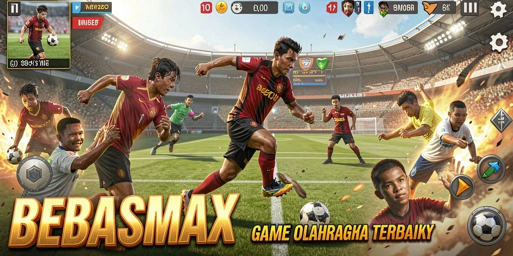 Tangkapan layar gameplay BEBASMAX yang intens dalam olahraga.