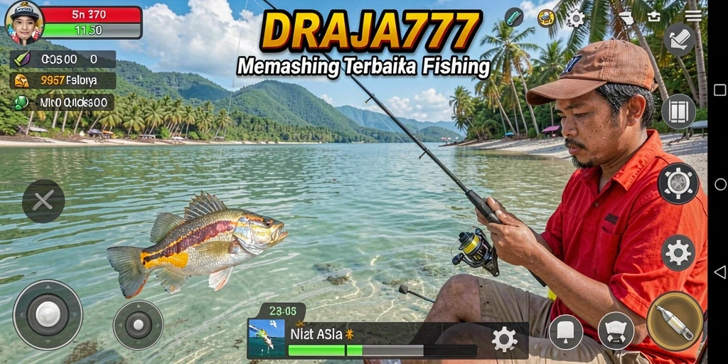 Screenshot gameplay DRAJA777 menunjukkan momen memancing yang mendebarkan.