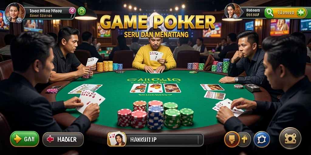 Tampilan gameplay Poker yang menarik dan kompetitif di HARAPJP.