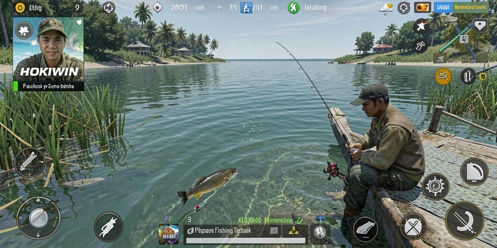 Gameplay HOKIWIN yang seru dan penuh tantangan saat memancing.