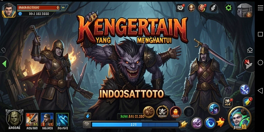 Screenshot gameplay menampilkan suasana menakutkan dan karakter menyeramkan dari INDOSATTOTO.