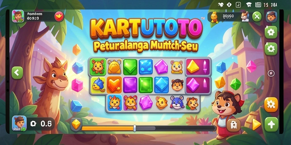 Screenshot gameplay KARTUTOTO dengan kombinasi Match-3 yang menarik.