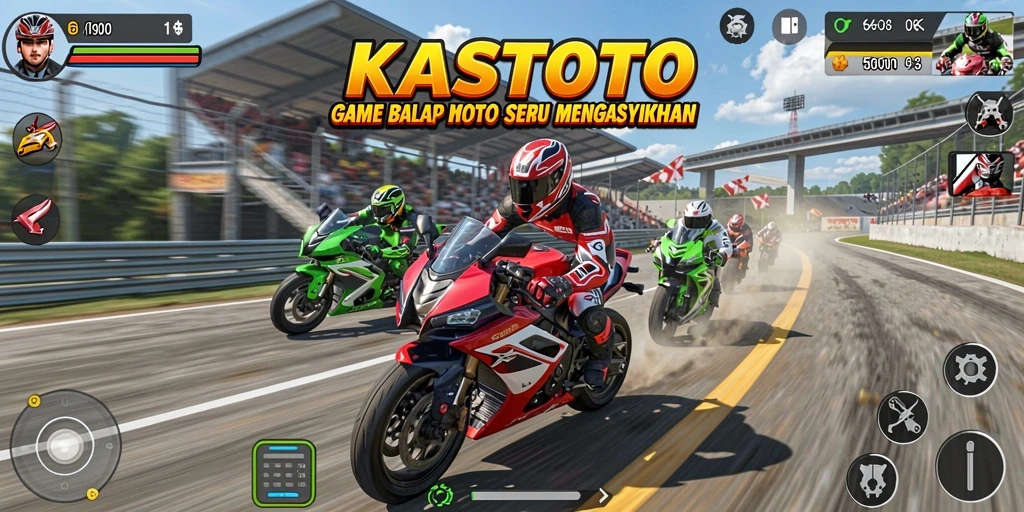 Tampilan gameplay yang mendebarkan dari KASTOTO dengan kecepatan motor.