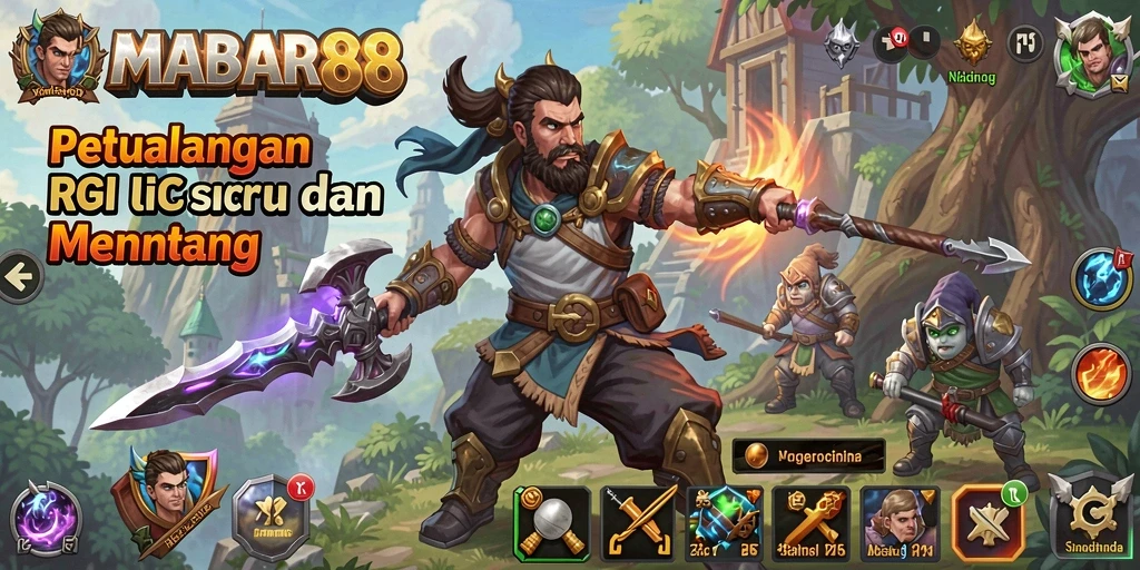 Screenshot utama MABAR88 menunjukkan gameplay RPG yang penuh aksi.