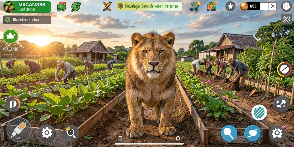 Gameplay menarik di dunia pertanian yang luas.