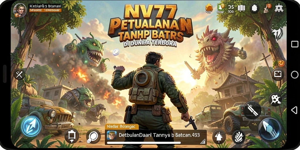 Screenshot gameplay NV77 menampilkan kebebasan eksplorasi yang luas.