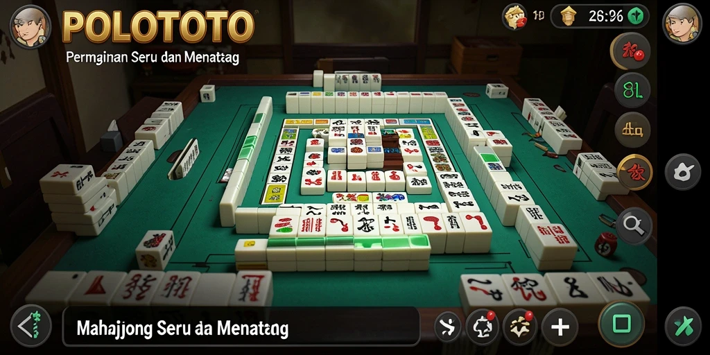 Screenshot gameplay POLOTOTO menampilkan aksi seru di papan Mahjong.